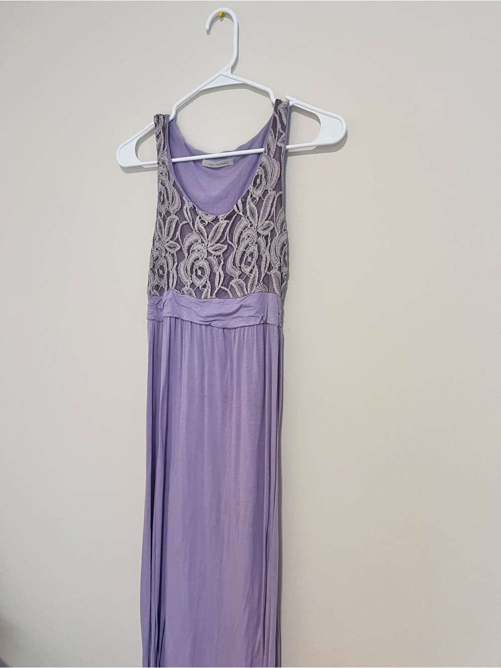 Lavender Sleeveless Lace Bodice Maxi Dress